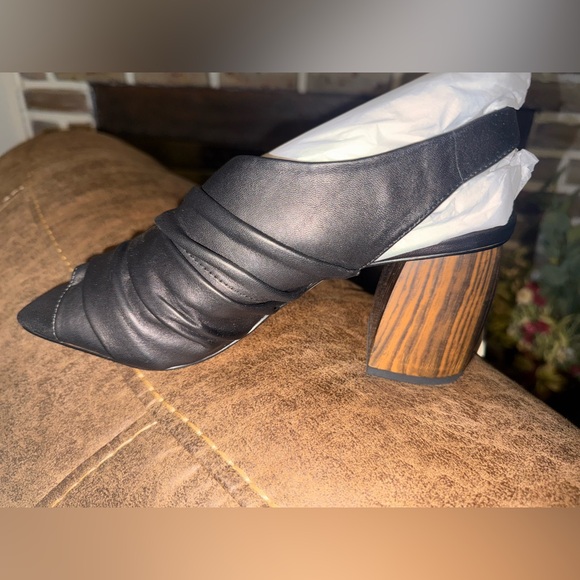 Sanctuary Black Leather Slingback Heels - Picture 1 of 5